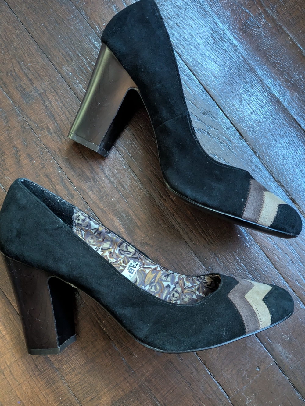 Missoni For Target Black Suede Pumps with Neutral Chevron Toe Accents